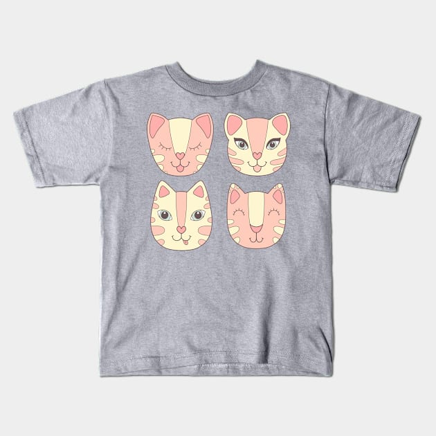 Cute Cats Kids T-Shirt by Mashmuh